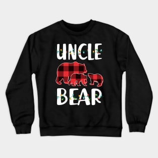Uncle Bear Red Plaid Christmas Pajama Matching Family Gift Crewneck Sweatshirt